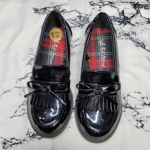 Self Esteem Black Patent Tassel Loafers with Bow Detail